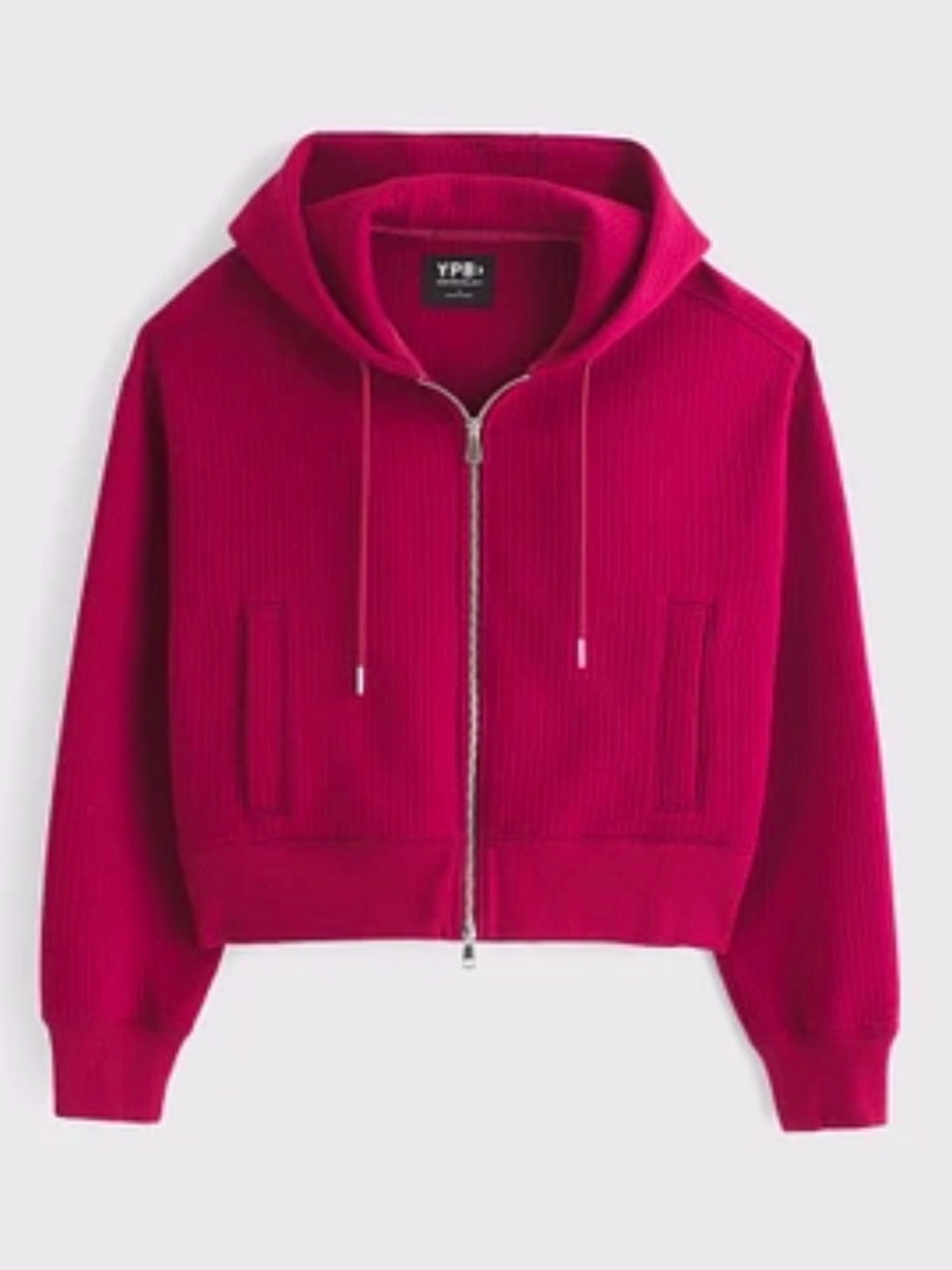 Abercrombie YPB Ribbed Zip-Up Hoodie Jacket - Bright Fuchsia Pink Size Medium